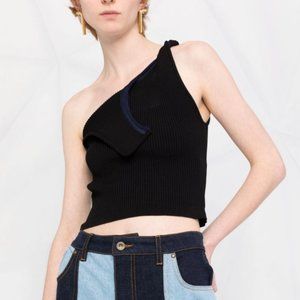 Jacquemus Asymmetric One-shoulder Knitted Top in Black | NWT